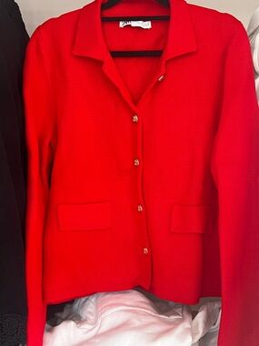 Zara Red Button-Front Blazer Jacket